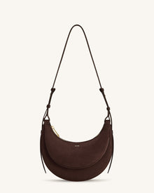 Sharon Faux Suede Crossbody Bag - Coffee Brown
