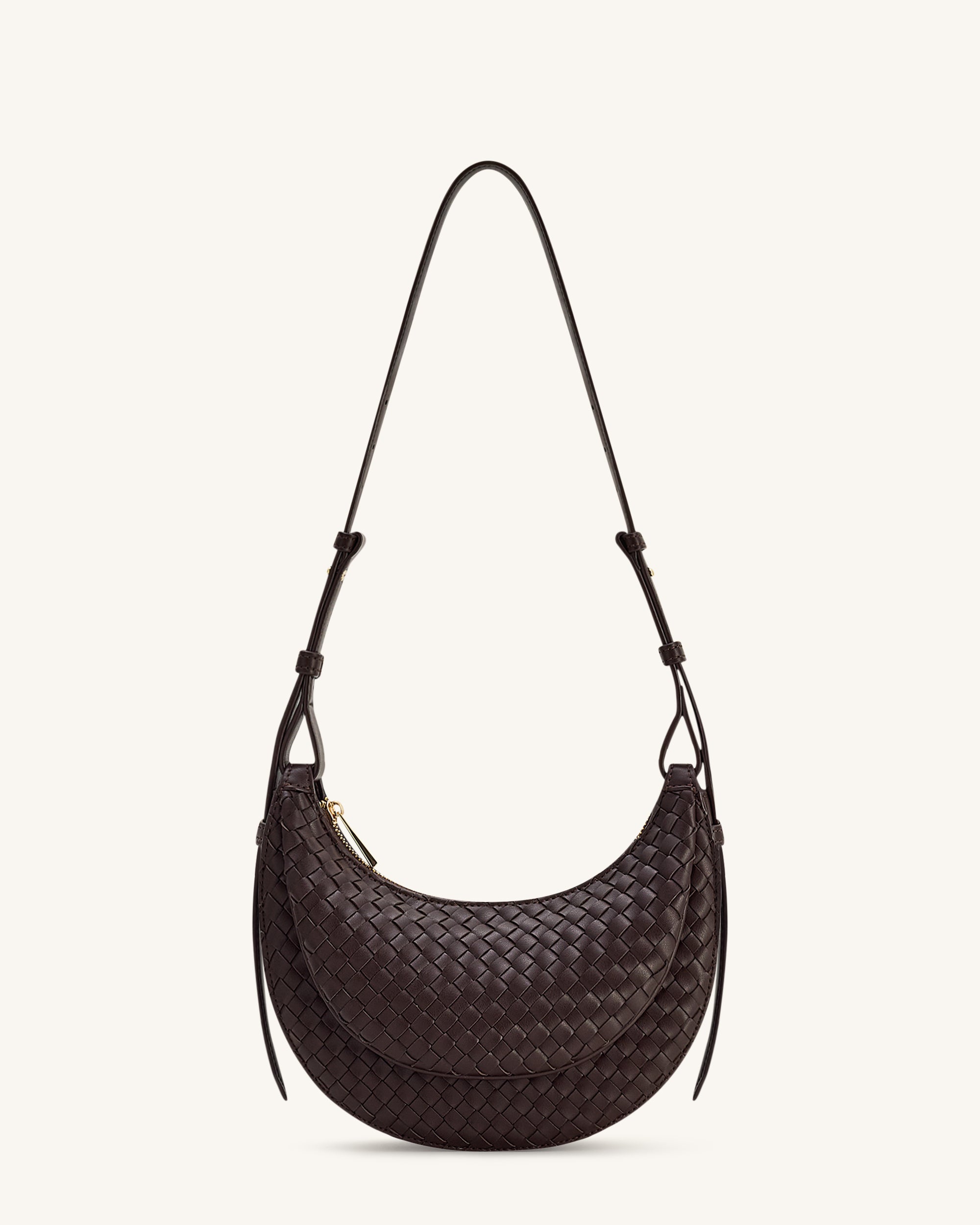 Sharon Woven Crossbody Bag - Coffee Brown
