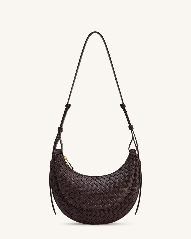 Sharon Woven Crossbody Bag - Coffee Brown