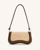 Joy Faux Suede Shoulder Bag - Khaki Brown