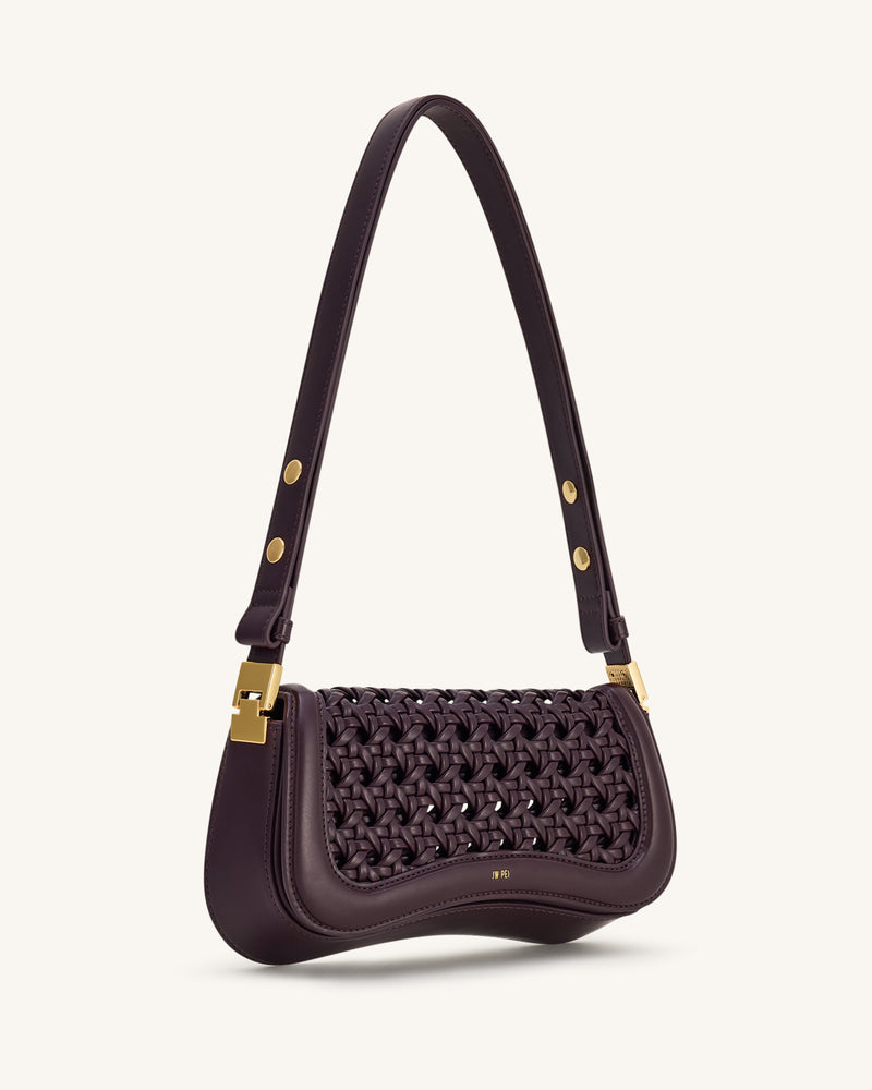 Joy Woven Shoulder Bag - Dark Red