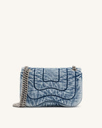 Tina Denim Quilted Chain Crossbody - Blue
