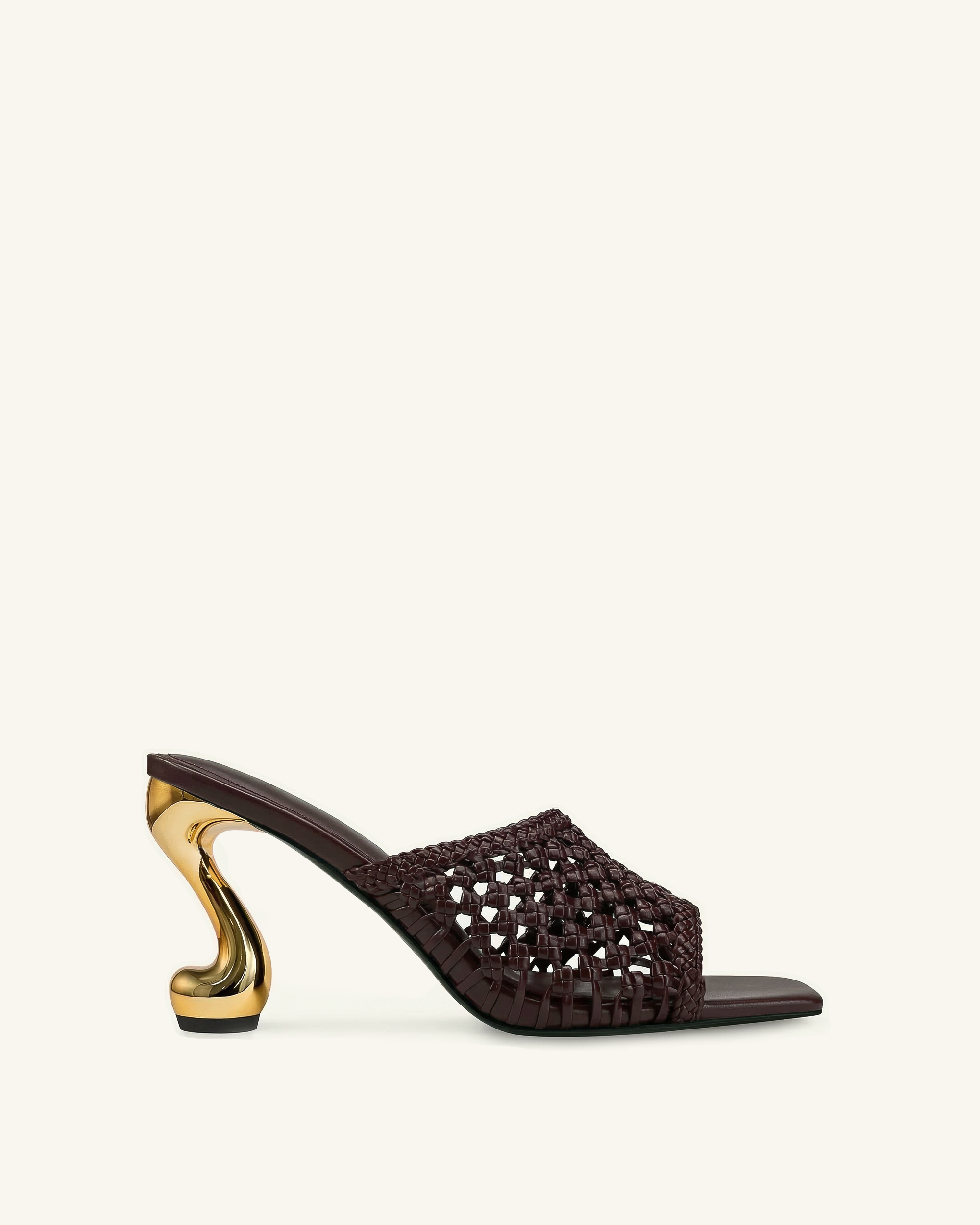 Hannah Woven Heel Mules - Burgundy