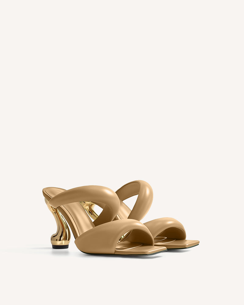 Hannah Double Strap Heel Mules - Camel