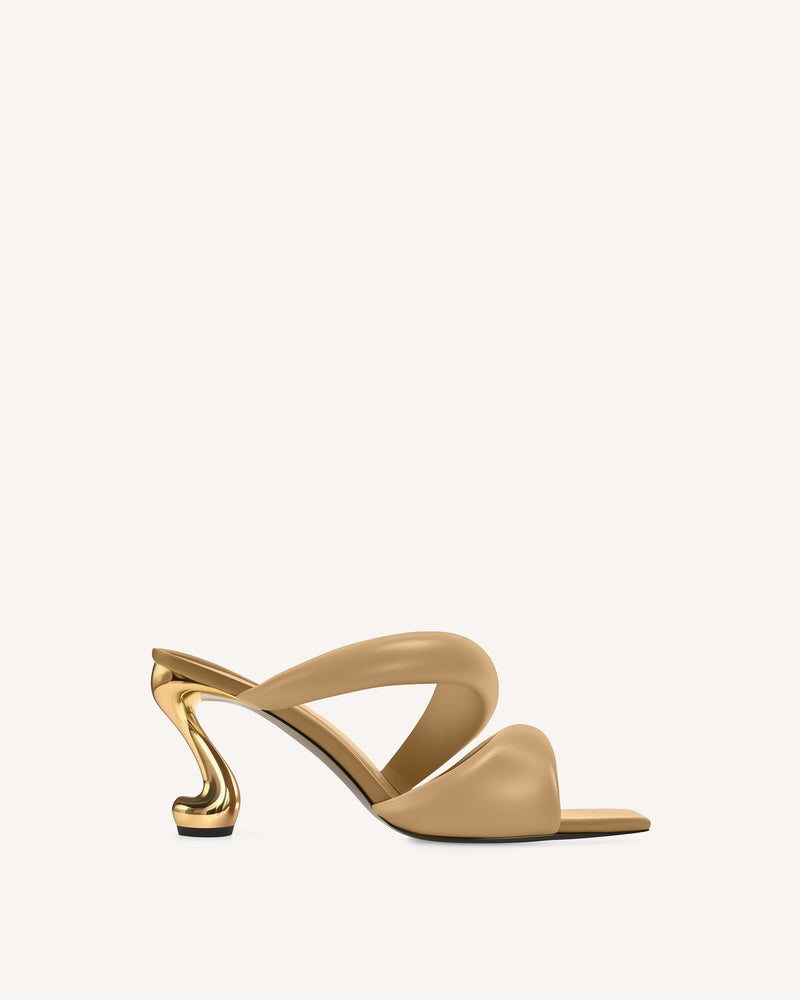 Hannah Double Strap Heel Mules - Camel