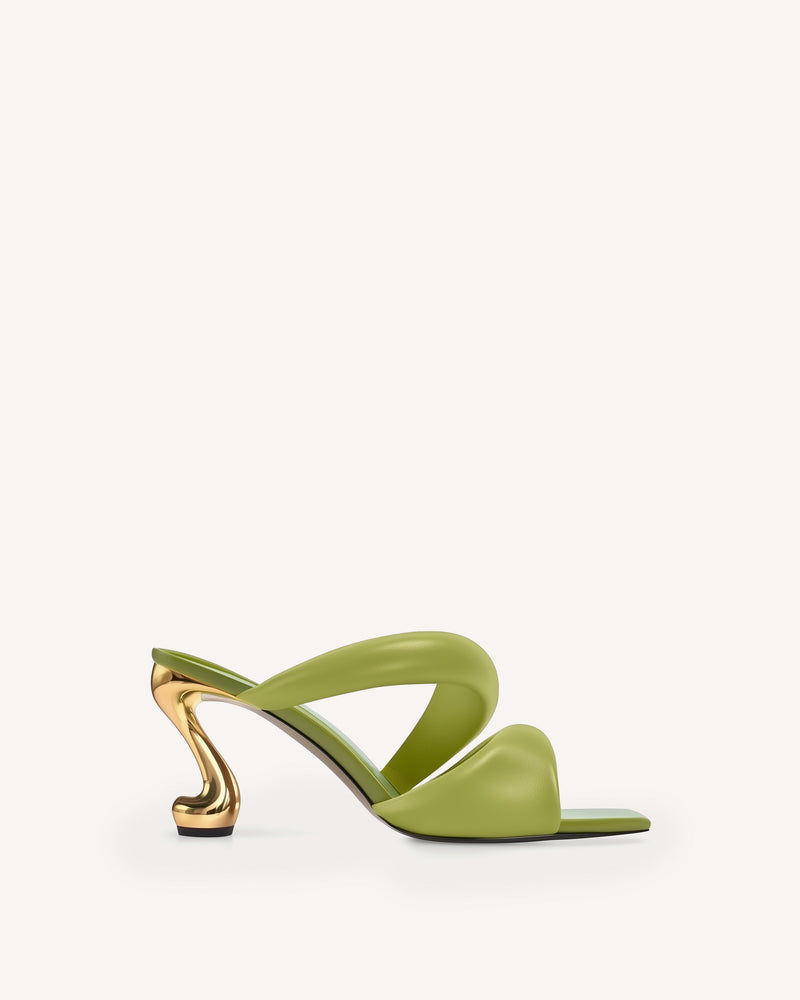 Hannah Double Strap Heel Mules - Green