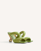Hannah Double Strap Heel Mules - Green