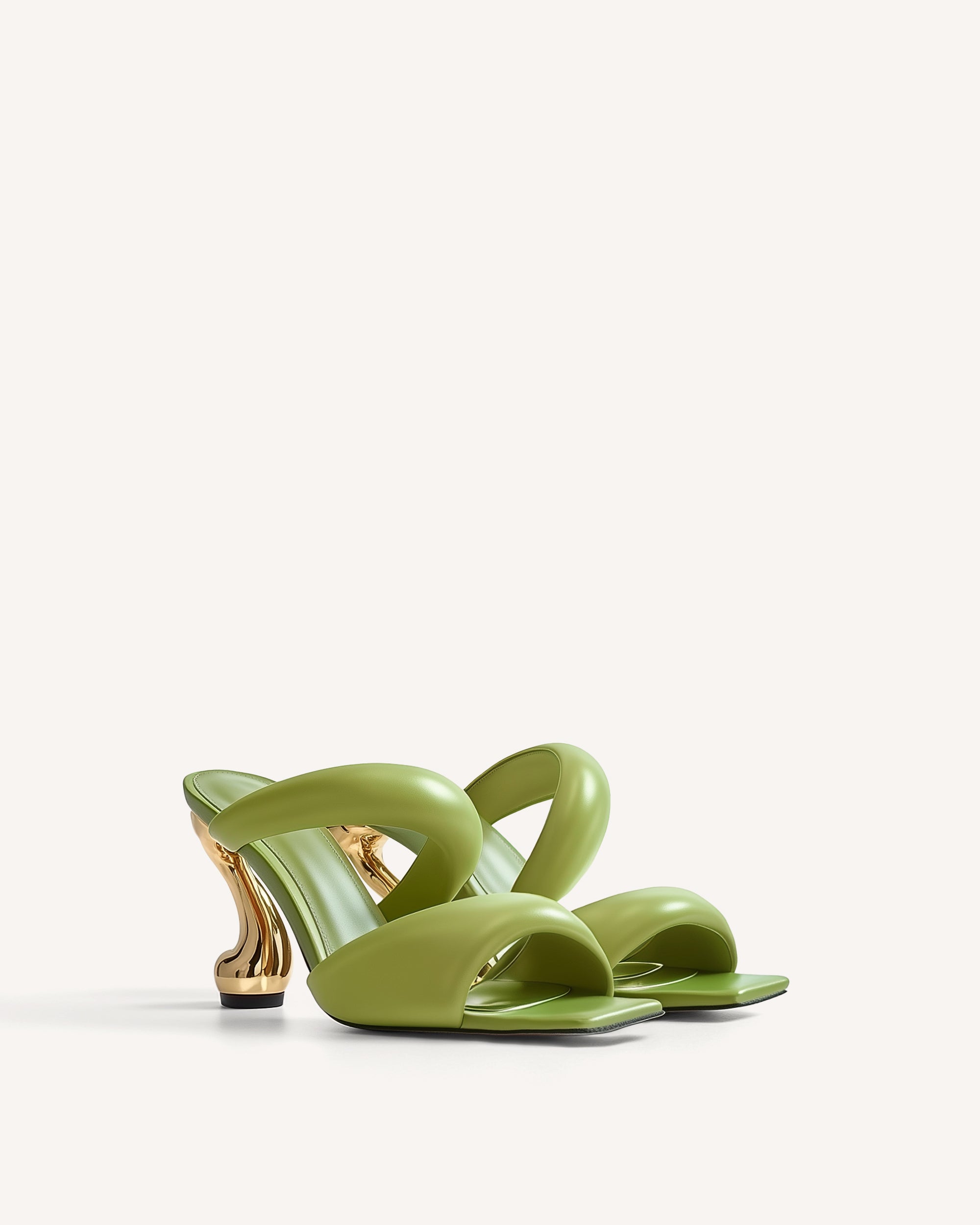Hannah Double Strap Heel Mules - Green