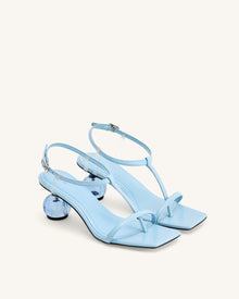Charlotte Strappy Heels with Spherical Heel - Sky Blue