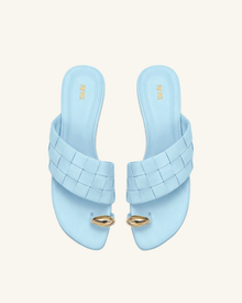 Ava Woven Toe Sandals - Light Blue