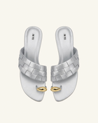 Ava Woven Toe Sandals - Metallic Silve