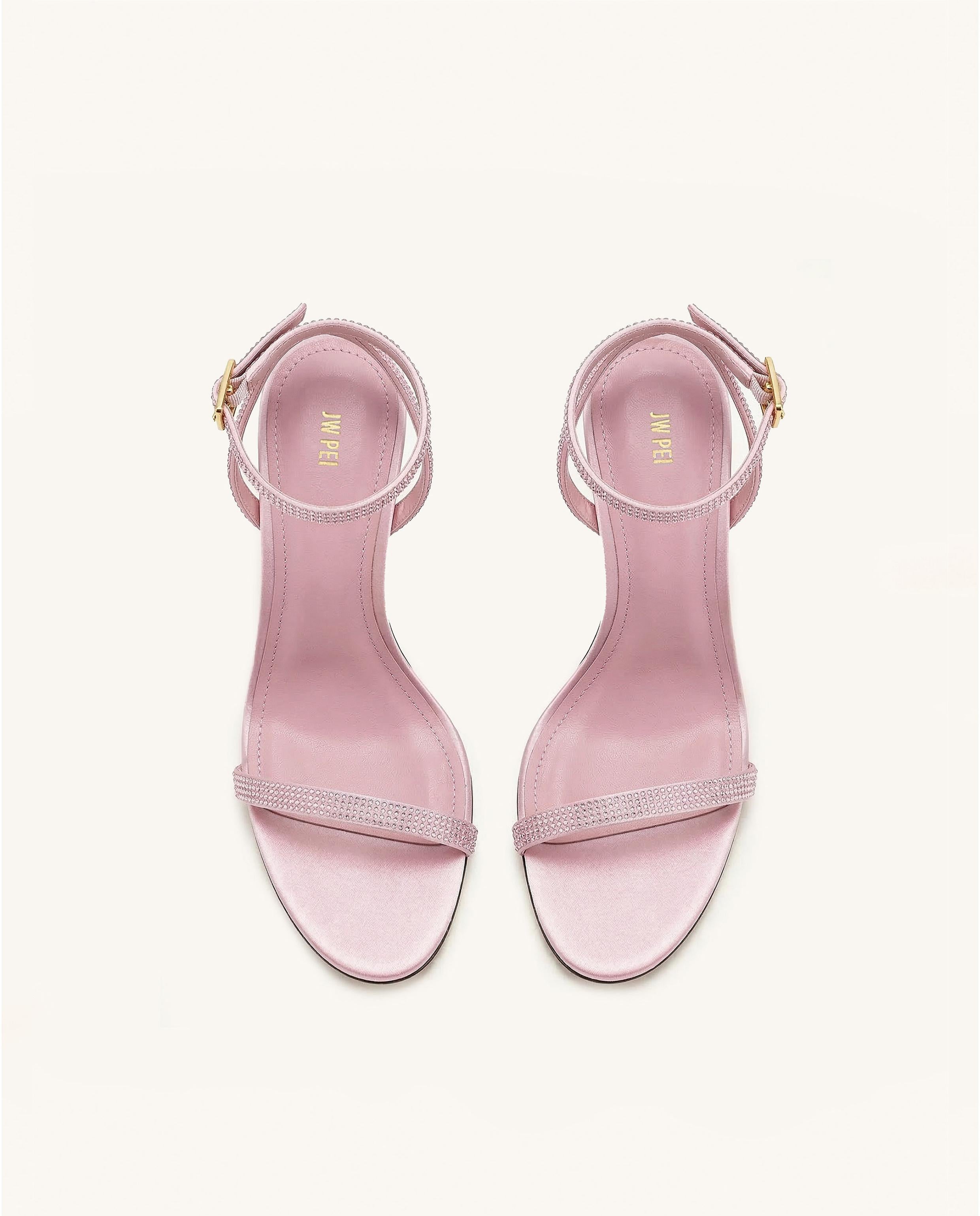 Alivia Artifical Crystal Heel Sandals - Pink