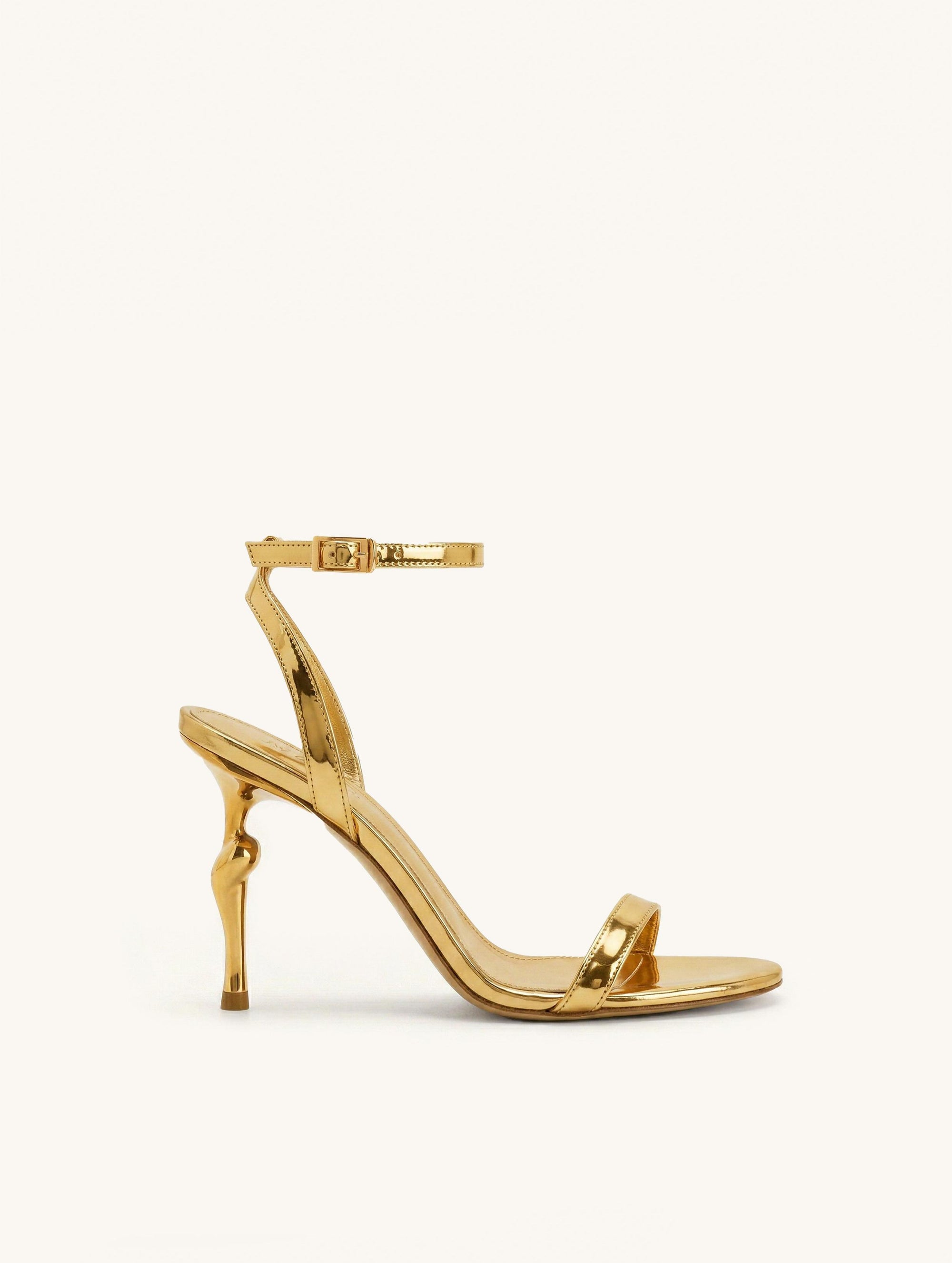 Alivia Gold Metal Heel Sandals - Gold