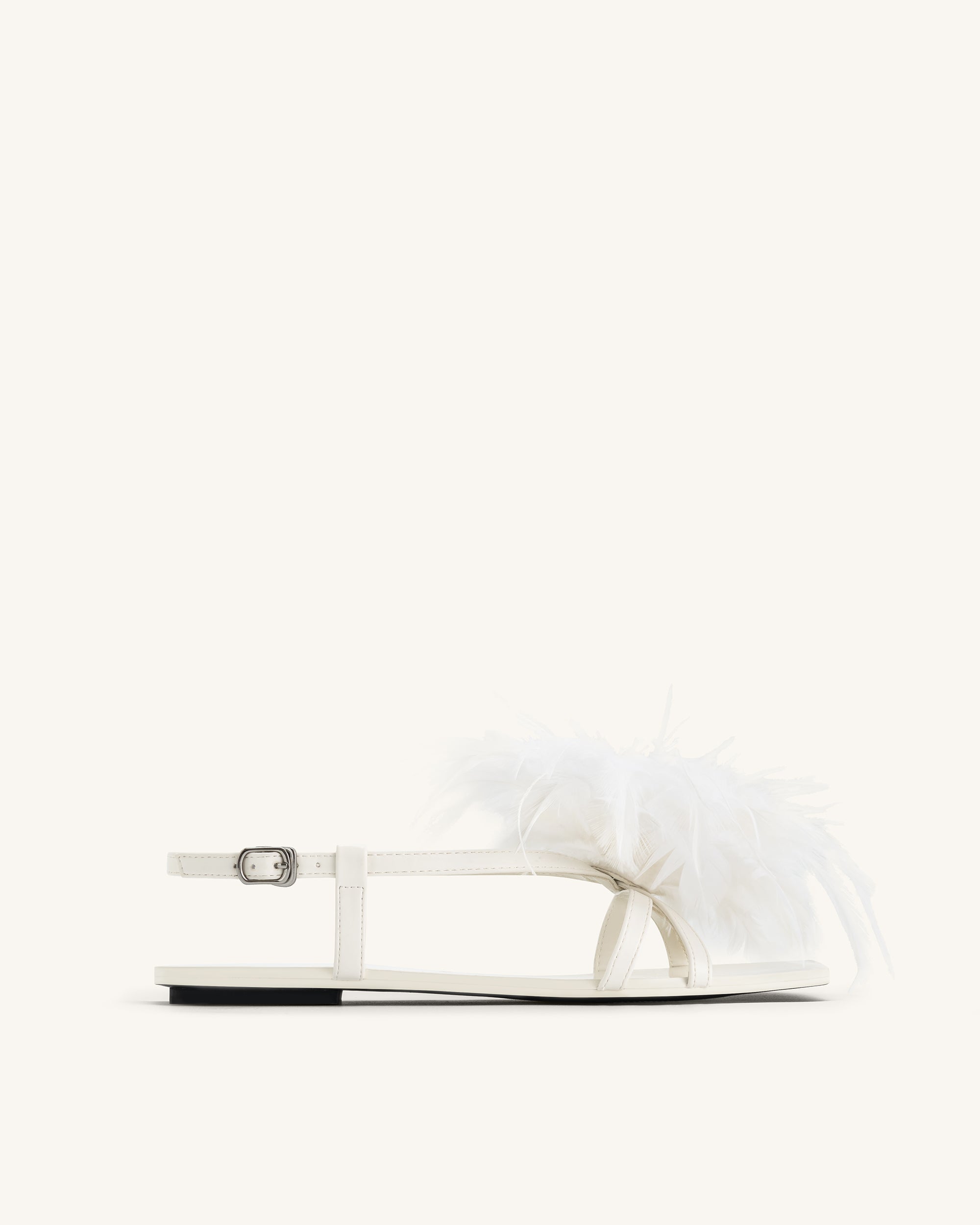 Fluffy Flats Sandals White JW PEI