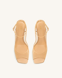 Serenity Open Toe Mesh Slingback Sandals - Khaki