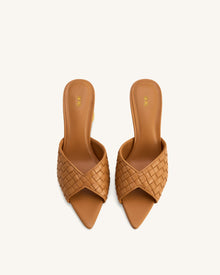 Ellie Braided Sphere Heel Mules - Khaki