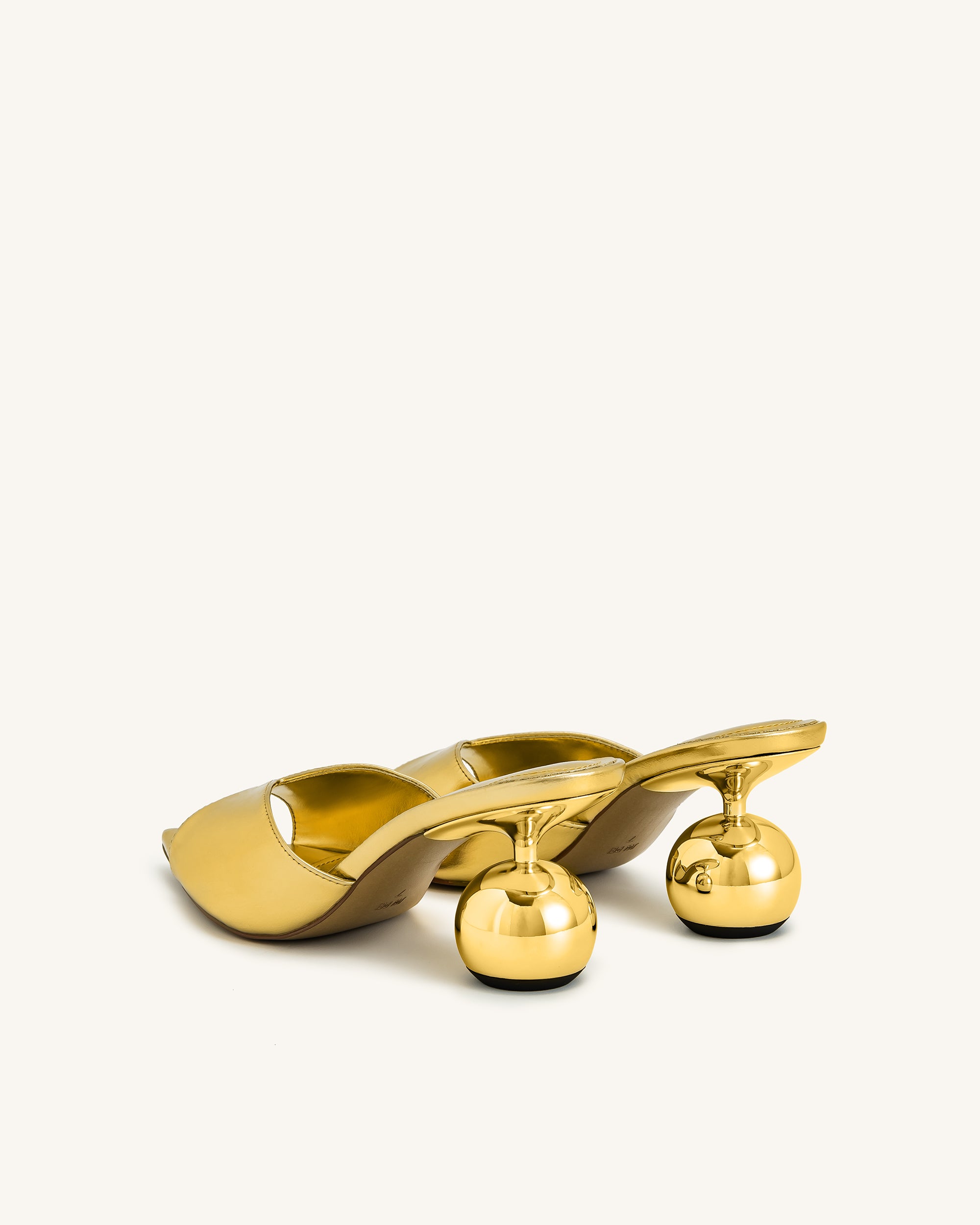 Ellie Sphere Heel Mules - Gold
