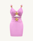 Mini Dress with Star Details - Pink