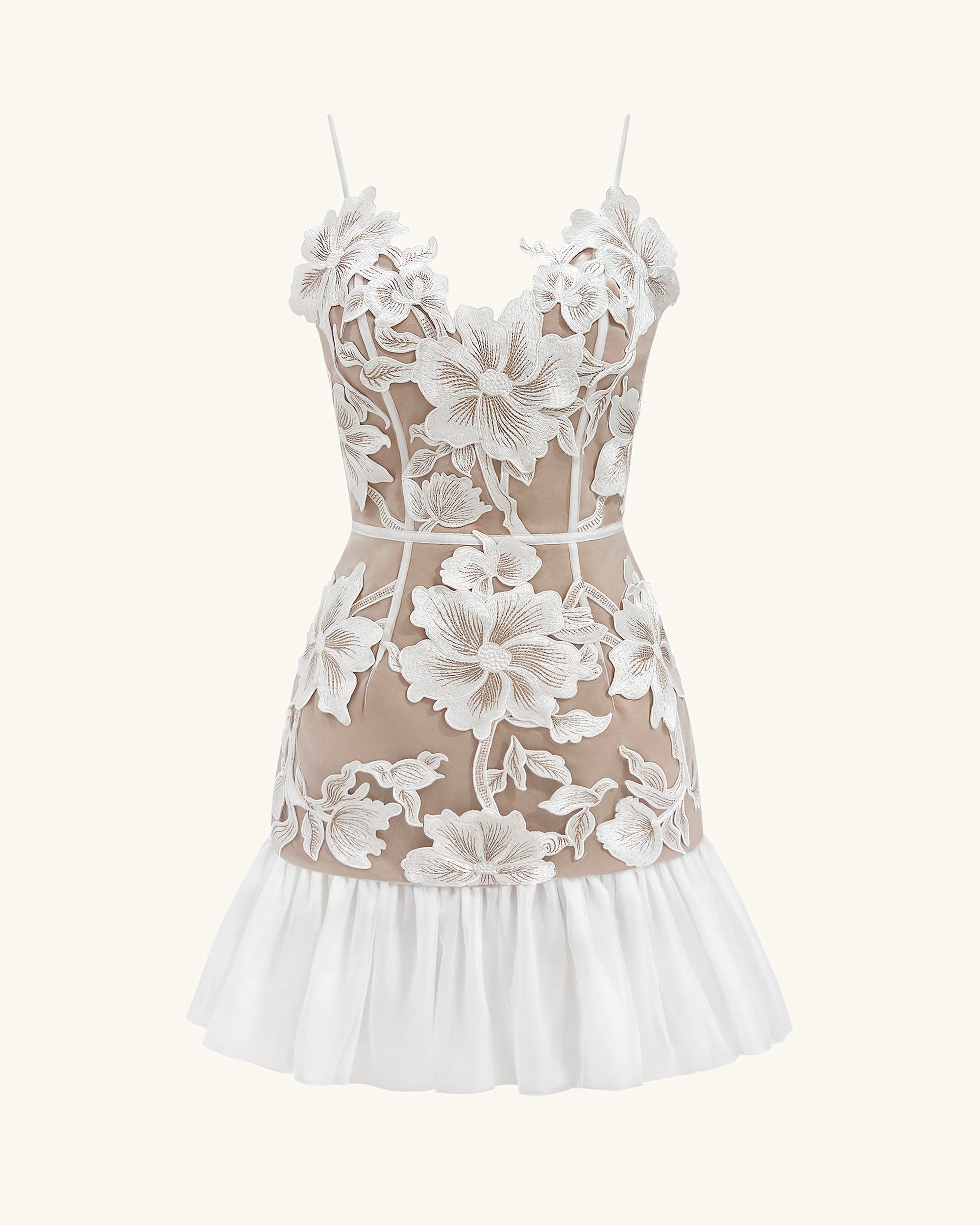 Floral Sling Mini Dress - White