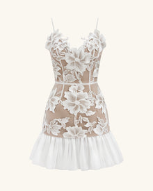 Floral Sling Mini Dress - White