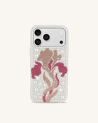 Floral Pearl Artificial Crystal Phone Case - White