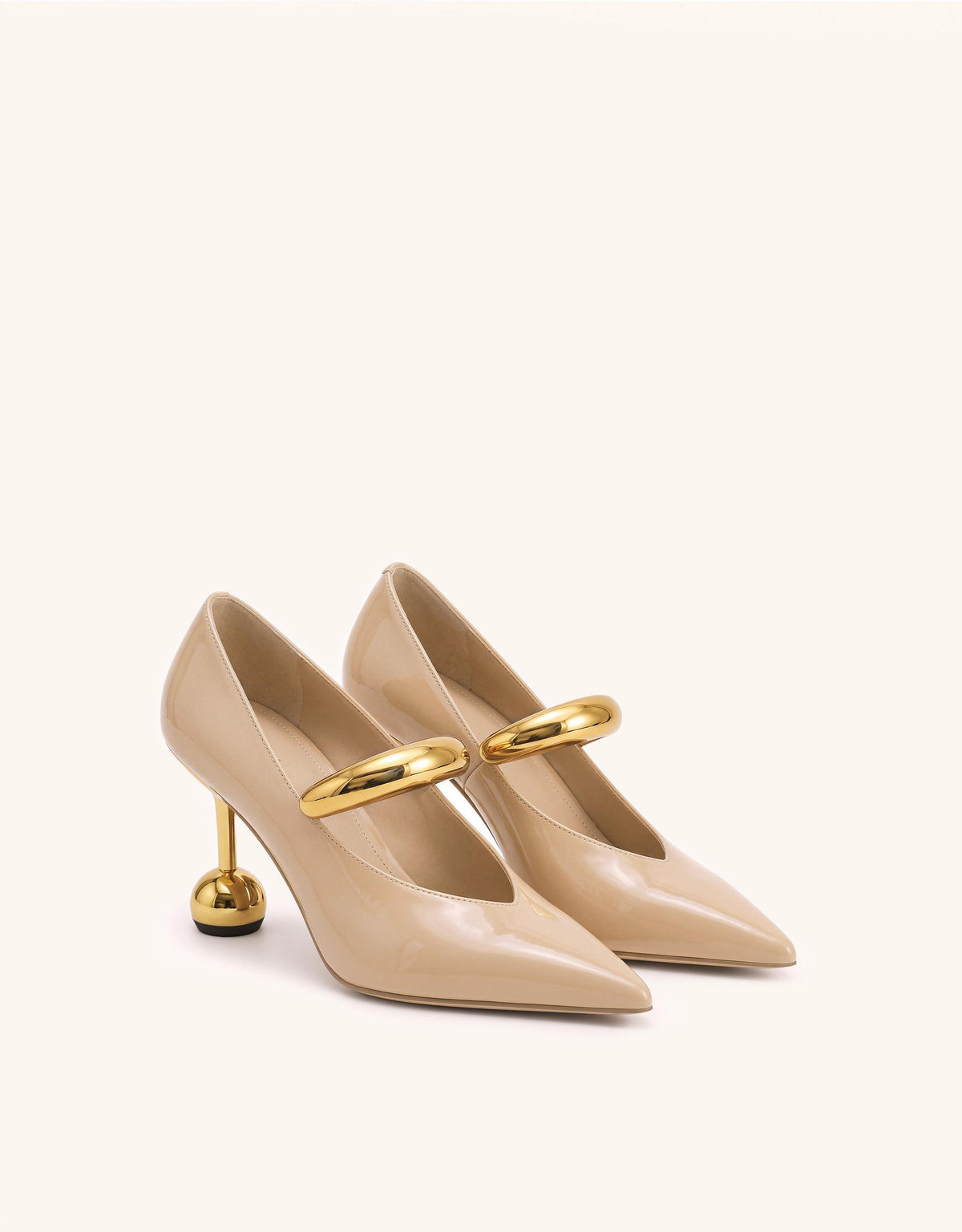 Helena Pierced Pointed-Toe Pumps - Nude