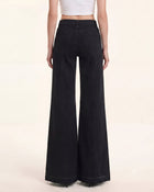 The Midnight Crystal Butterfly Split Fray Jeans - Black