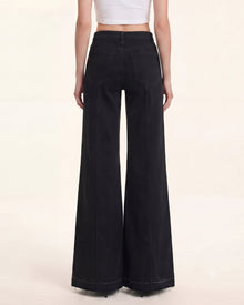 The Midnight Crystal Butterfly Split Fray Jeans - Black