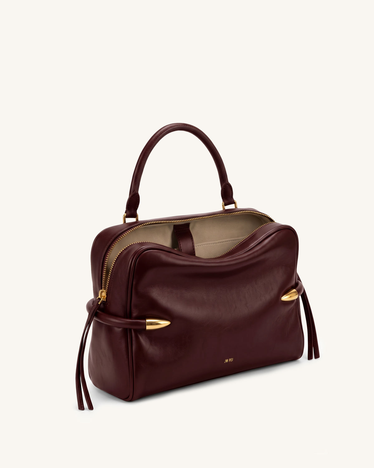 Callie Tusk Detail Shoulder Bag - Deep Burgundy