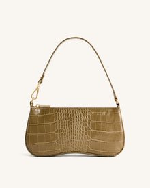 Eva Shoulder Handbag - Dark Olive Croc