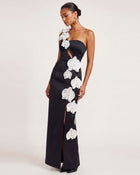 Orchid Embellished Cutout Slit Maxi Dress - Black