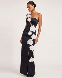 Orchid Embellished Cutout Slit Maxi Dress - Black