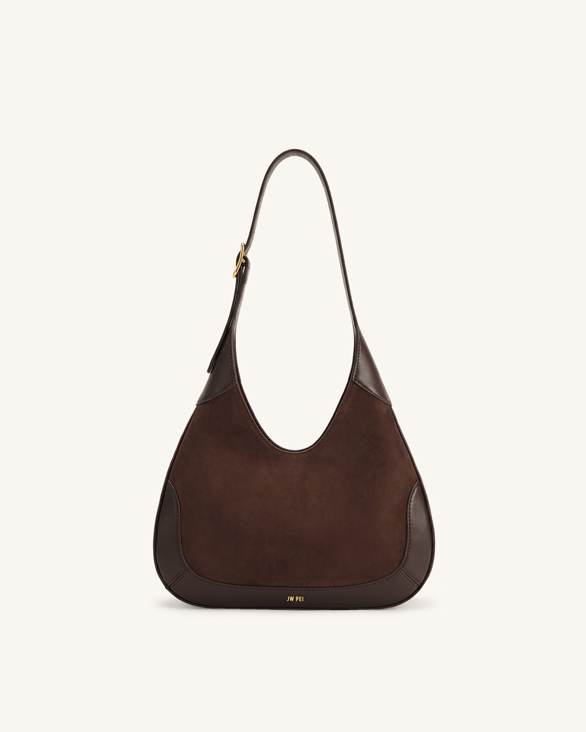 Willow Faux Suede Trim Hobo Bag - Mocha Brown