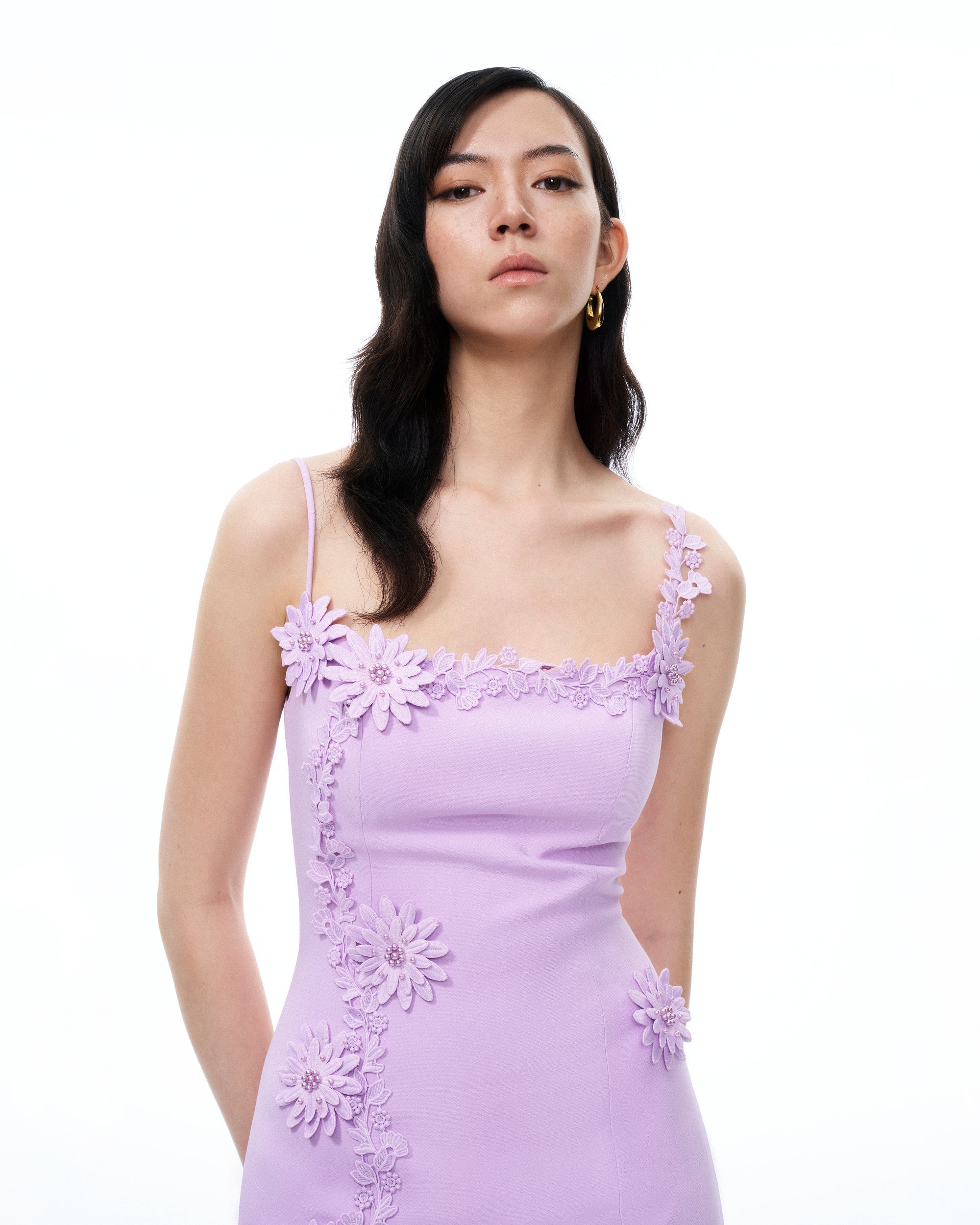 Mirabelle 3D Floral Mini Dress - Purple