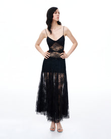 Indigo Floral Lace Dress - Black