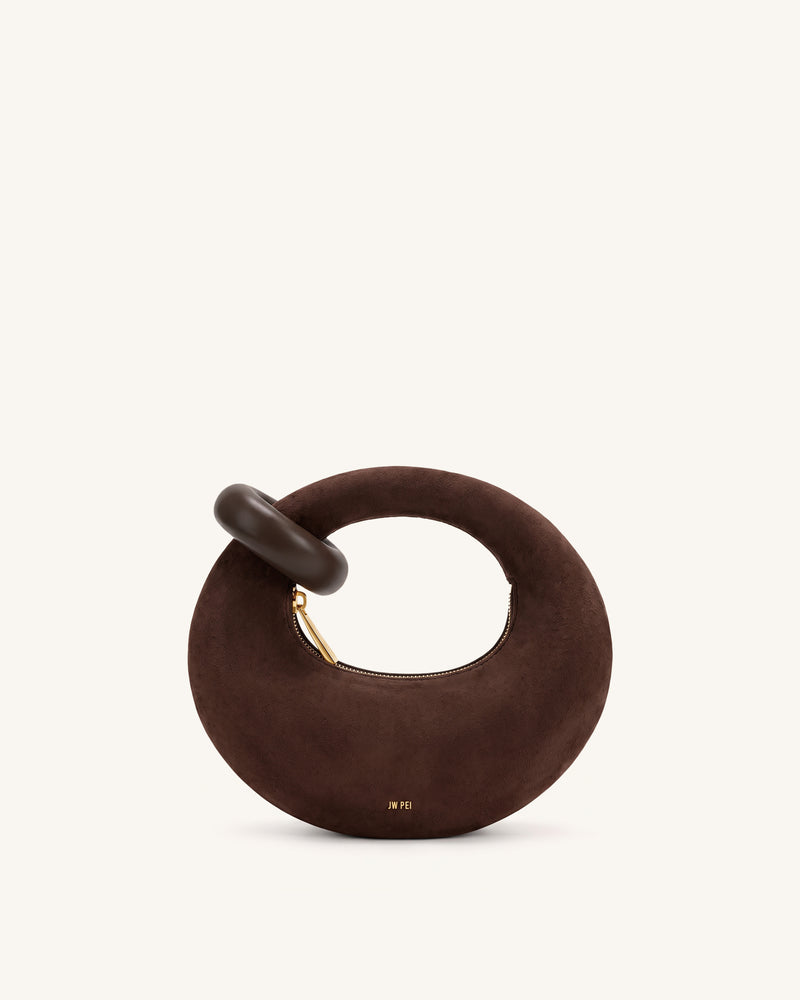 Abacus Faux Suede Mini Top Handle Bag - Chocolate Brown