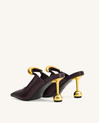 Sofia Metal Accent Sphere Heel Mules - Deep Burgundy