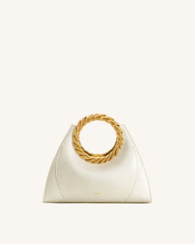 Amiya Leaf Handle Sculpture Bag - White