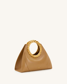 Amiya Leaf Handle Sculpture Bag - Brown