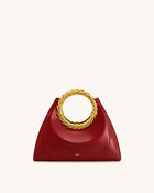 Amiya Leaf Handle Sculpture Bag - Wine Red