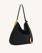 Nina Metal Charm Hobo Bag - Black