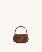 Zuri Hand Woven Round Top Handle Bag - Brown