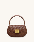 Zuri Hand Woven Round Top Handle Bag - Brown