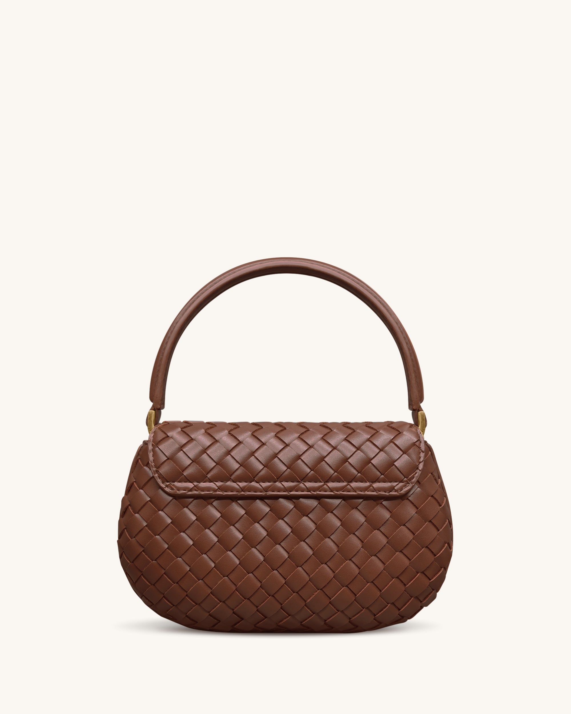Zuri Hand Woven Round Top Handle Bag - Brown