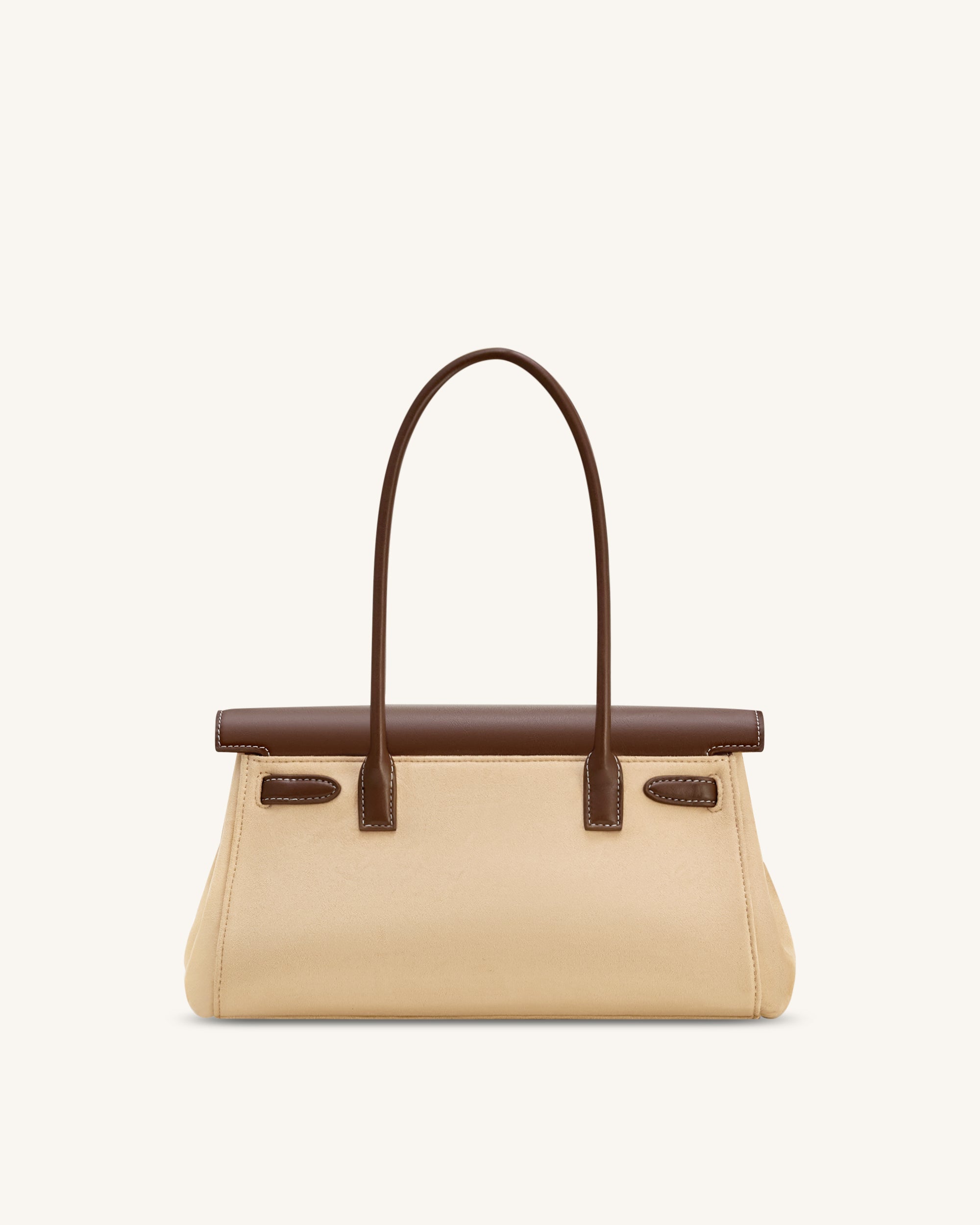 Yara Faux Suede Shoulder Bag - Dark Brown