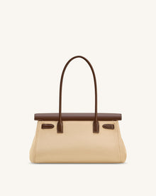 Yara Faux Suede Shoulder Bag - Dark Brown