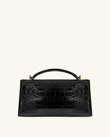 Noor Top Handle Bag - Black Croc