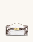 Bria Structured Top Handle Bag - White Croc