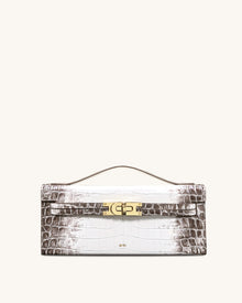 Bria Structured Top Handle Bag - White Croc
