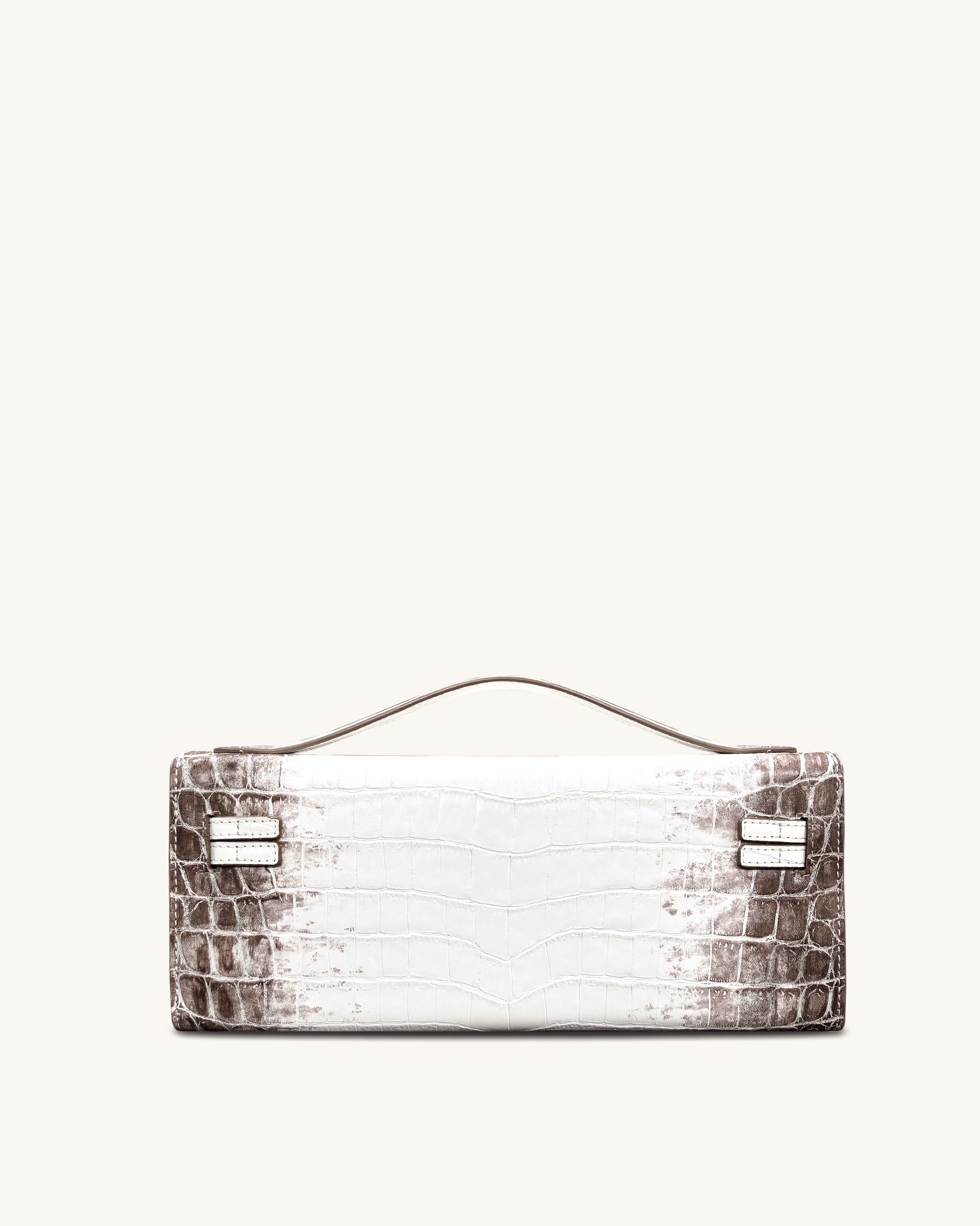 Bria Structured Top Handle Bag - White Croc